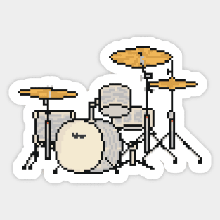 Pixel Silver Drum Set Sticker